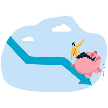 Businessman facing saving loss  Illustration