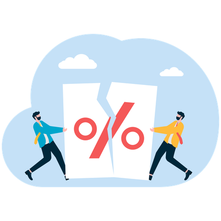 Businessman facing shopping sale loss  Illustration