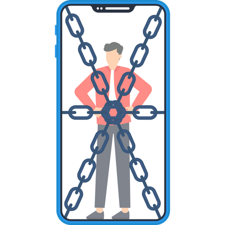Businessman facing Smartphone Addiction  Illustration