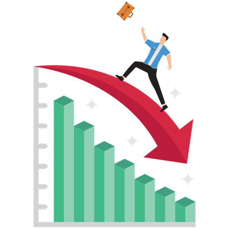 Businessman facing stock market crash  Illustration