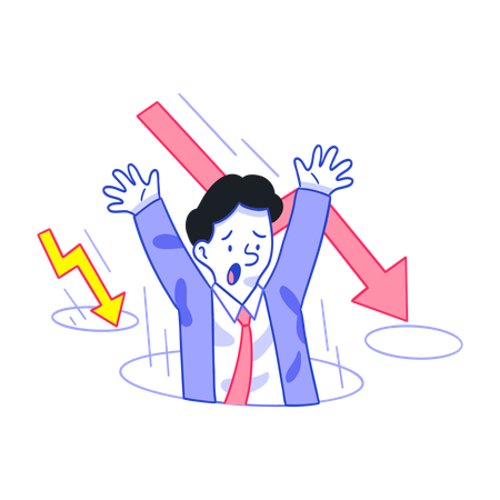 Businessman facing Stock Market Crash  Illustration