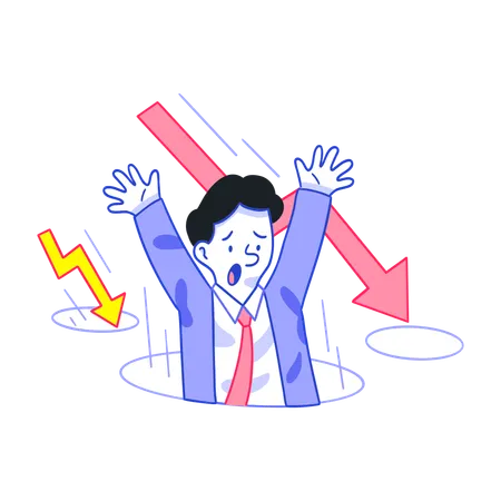 Businessman facing Stock Market Crash  Illustration