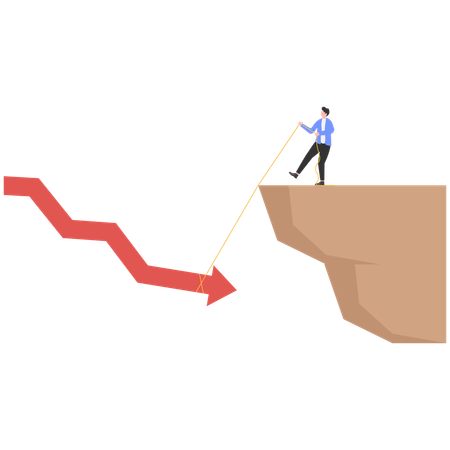 Businessman facing stock market loss  Illustration