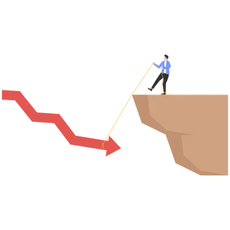 Businessman facing stock market loss  Illustration