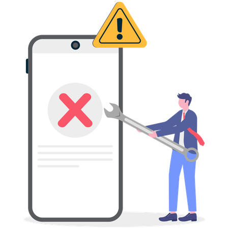 システムエラーに直面するビジネスマン  イラスト
