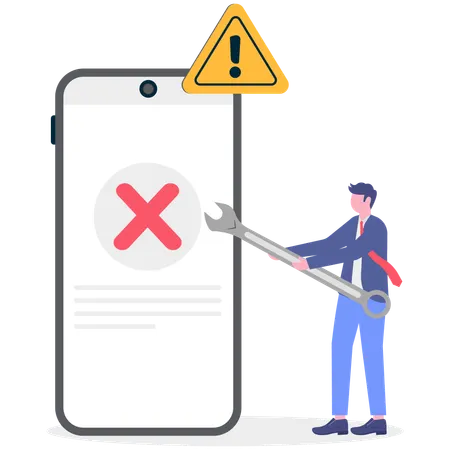 システムエラーに直面するビジネスマン  イラスト