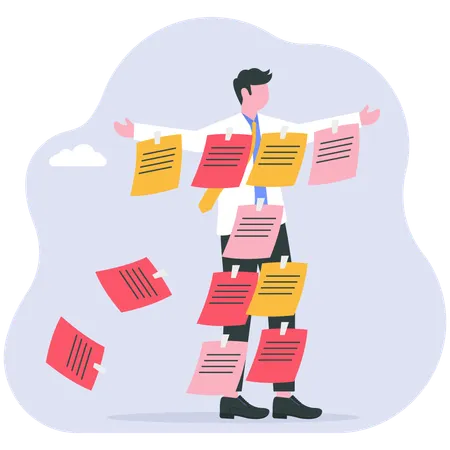 Businessman facing task lists  Illustration