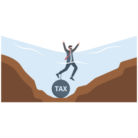 Businessman facing tax burden  Illustration