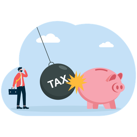 Businessman facing tax issues  Illustration