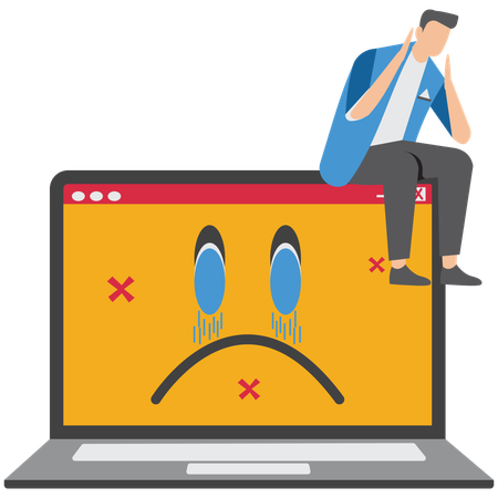 Businessman facing tech frustration  Illustration