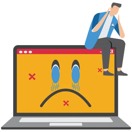 Businessman facing tech frustration  Illustration