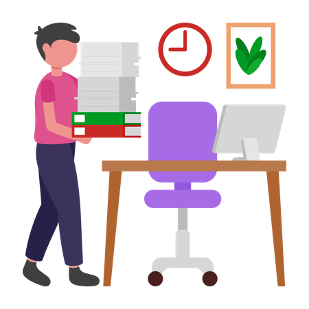 Businessman facing Work Load  Illustration