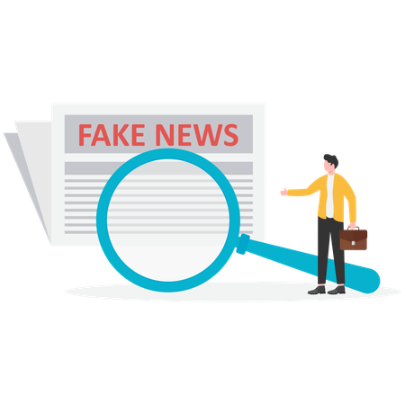 Businessman fact scanning with magnifying glass  Illustration
