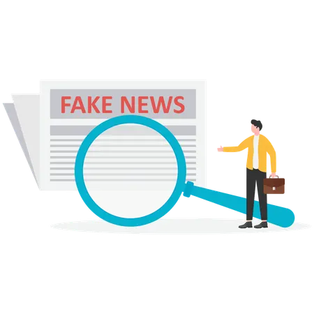 Businessman fact scanning with magnifying glass  Illustration
