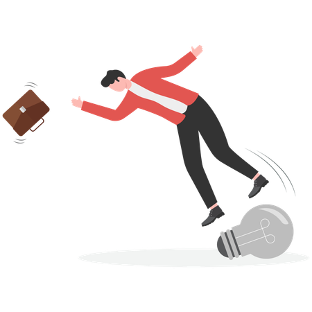 Businessman failing in business idea  Illustration