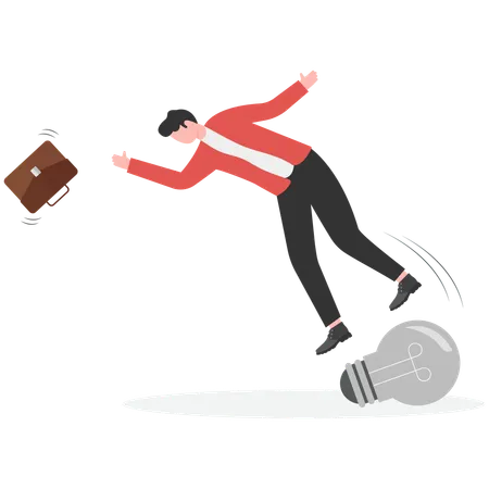 Businessman failing in business idea  Illustration