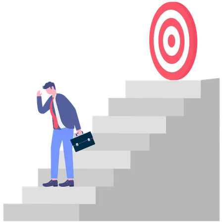 Businessman fails to achieve business target  Illustration