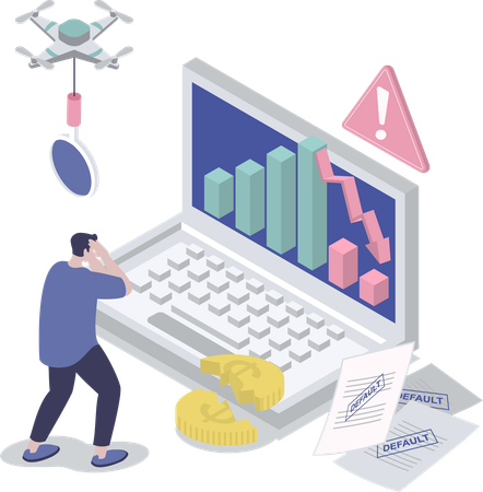 Businessman fails to recover from market  Illustration