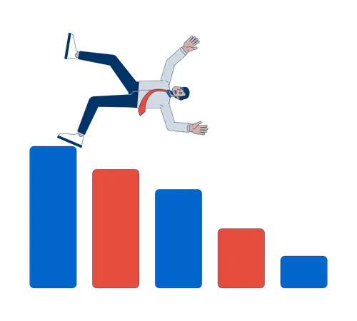 Businessman failure bar chart  Illustration