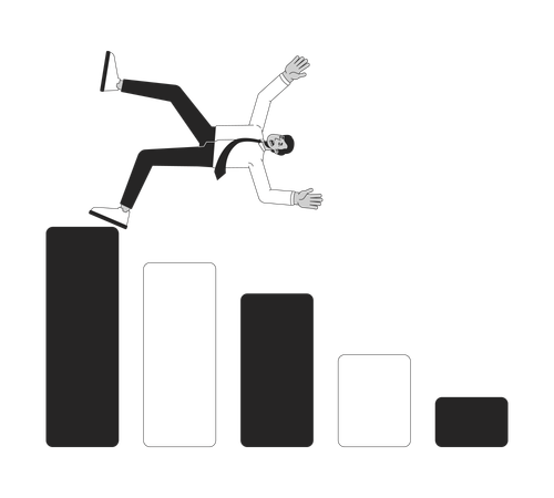 Businessman failure bar chart  Illustration