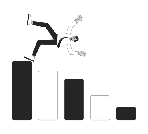 Businessman failure bar chart  Illustration