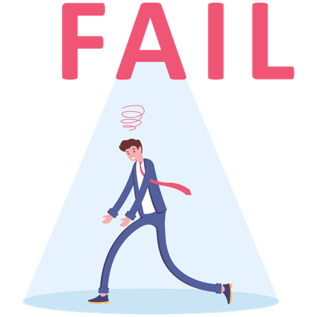Businessman failure under big word fail  Illustration