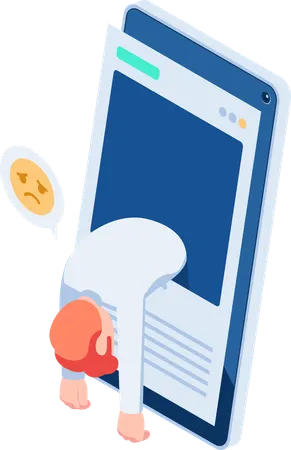 Businessman Fainting Inside Social Media  Illustration
