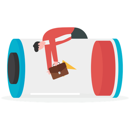 Businessman Fainting on Low Energy Battery  Illustration