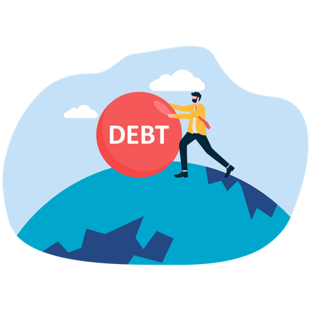 Businessman falling Debt issues  Illustration