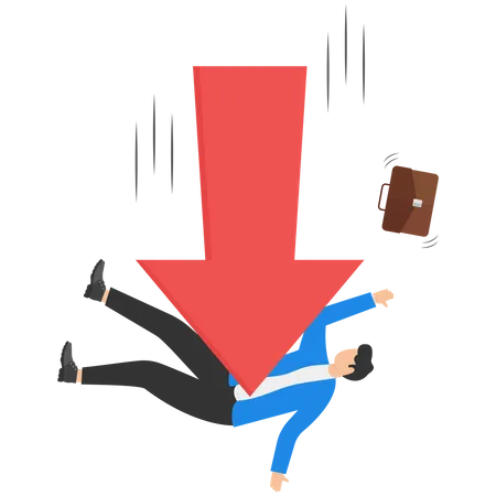 Bankruptcy Concept Downfall With Red Arrow Symbol Businessman Falling Down Vector Illustration Illustration