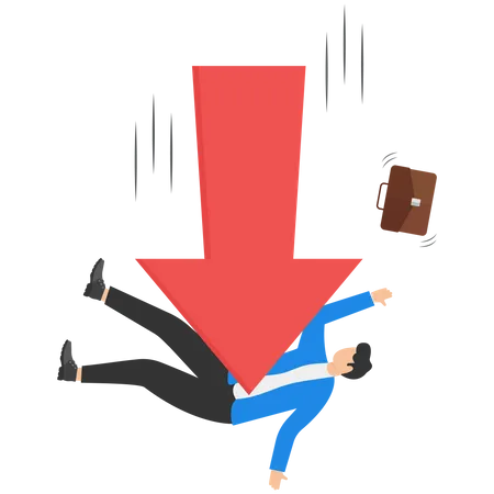 Businessman falling down due to Bankruptcy  Illustration