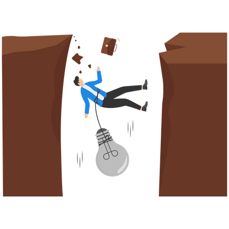 Businessman falling down due to Business failure Illustration