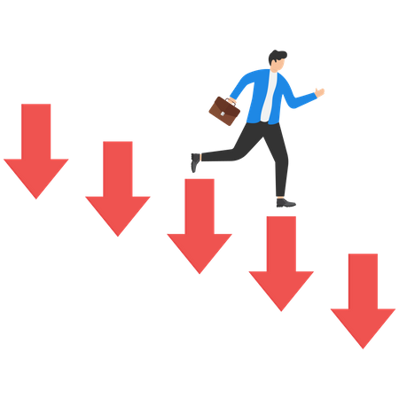 Businessman Falling Down Due To Business Loss  Illustration