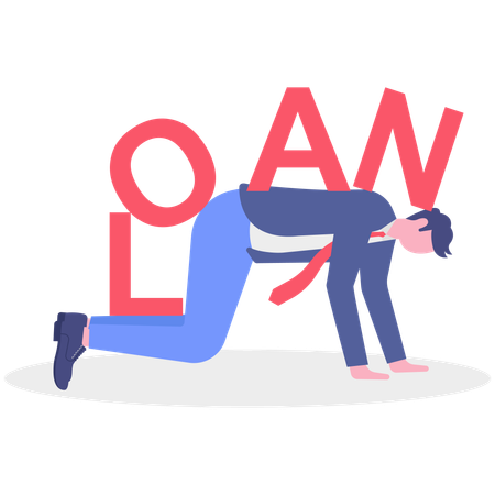 Businessman falling down for loan  Illustration