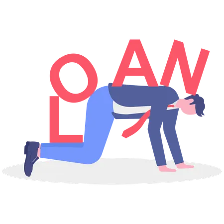 Businessman falling down for loan  Illustration