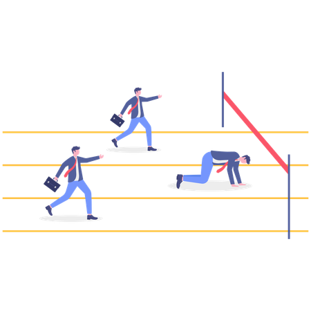 Businessman falling down in business competition  Illustration
