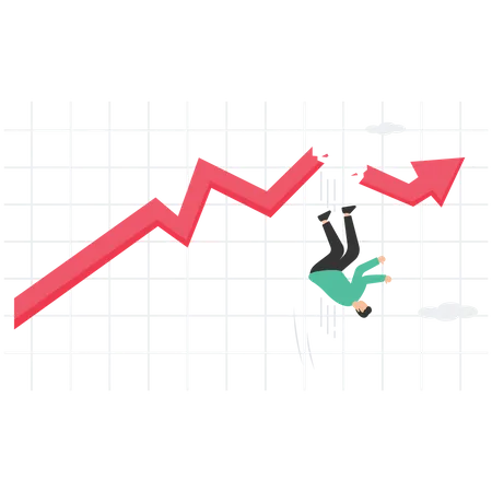 Businessman falling down with loss chart  Illustration
