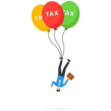 Businessman falling down with tax burden  Illustration
