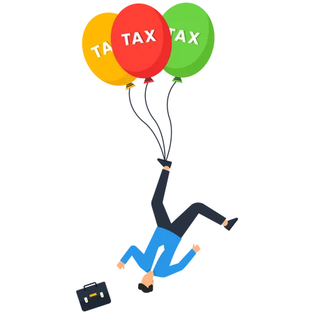 Businessman falling down with tax burden  Illustration