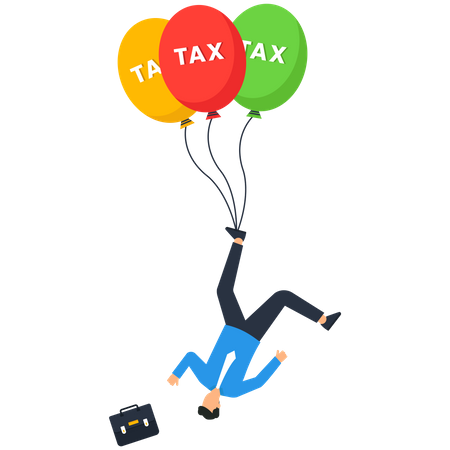 Businessman falling down with tax burden  Illustration