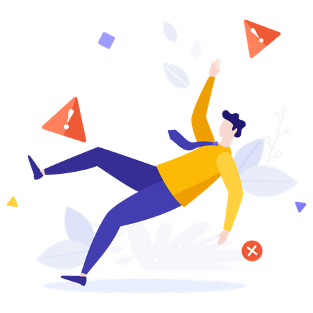 Businessman falling due to business failure Illustration