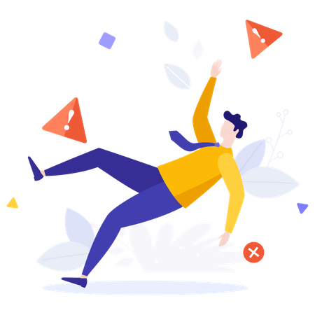 Businessman falling due to business failure  Illustration