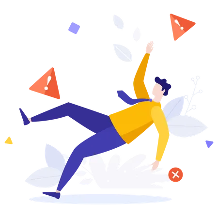 Businessman falling due to business failure  Illustration