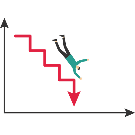 Businessman falling from above on chart  Illustration