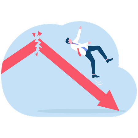 Businessman falling from broken arrow graph  Illustration