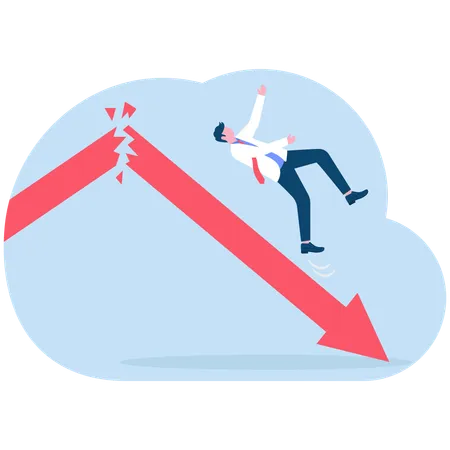 Businessman falling from broken arrow graph  Illustration