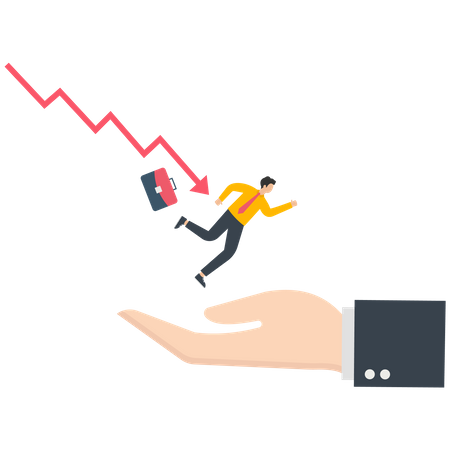 Businessman falling from stock market crash  Illustration
