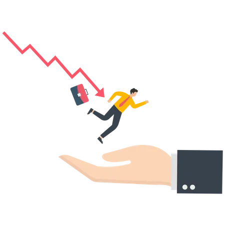 Businessman falling from stock market crash  Illustration