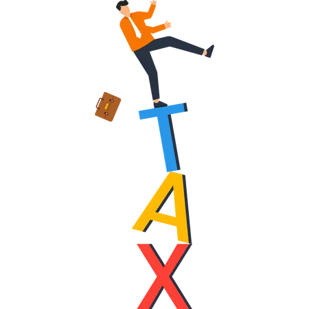 Businessman Falling from Tax Burden  Illustration