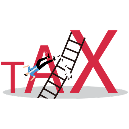 Businessman falling from tax ladder  Illustration